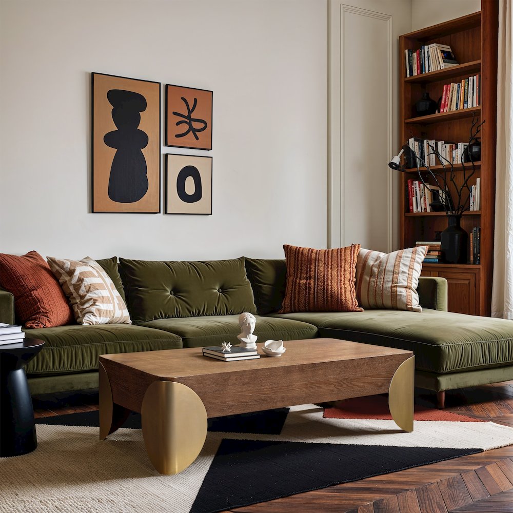 Cazari Brown Oak Wood And Iron Coffee Table