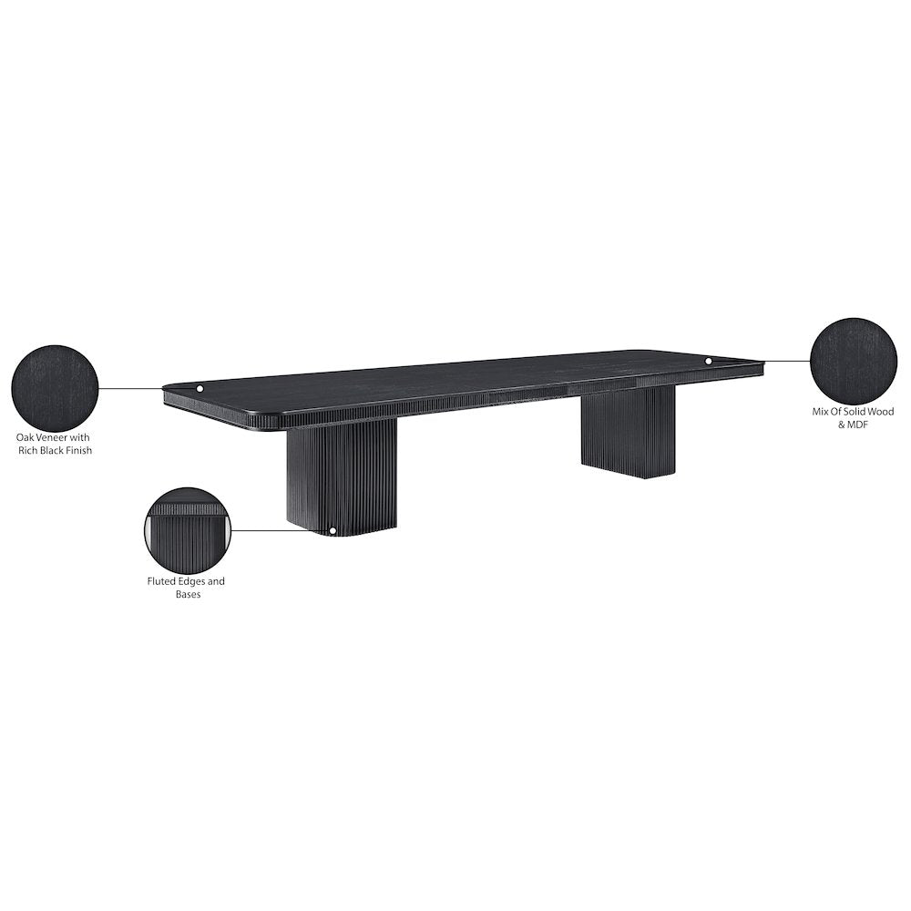 Mohari 112" / 160" Black Solid Wood And Oak Veneer Dining Table (3 Boxes)