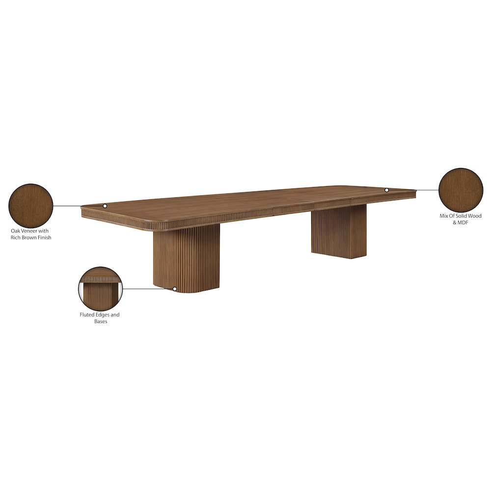 Mohari 112" / 160" Brown Solid Wood And Oak Veneer Dining Table (3 Boxes)