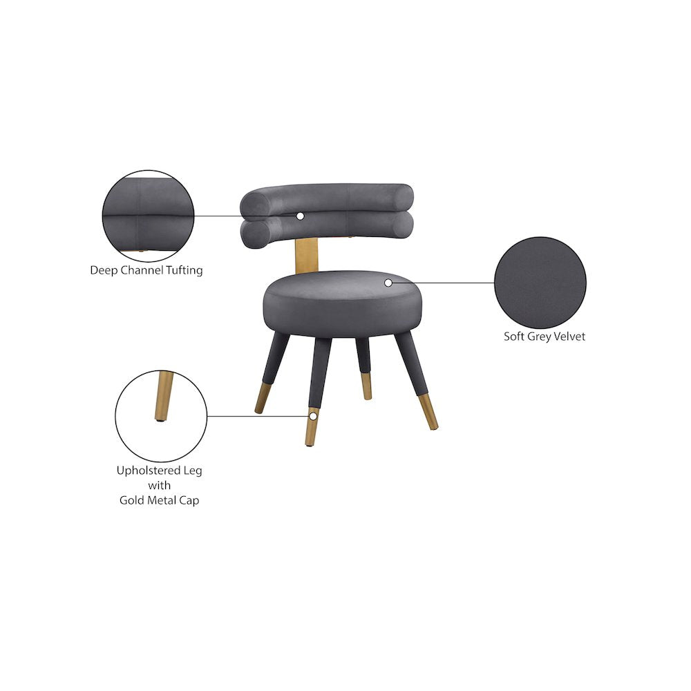 Fitzroy Grey Velvet Dining Chair, Set of 2