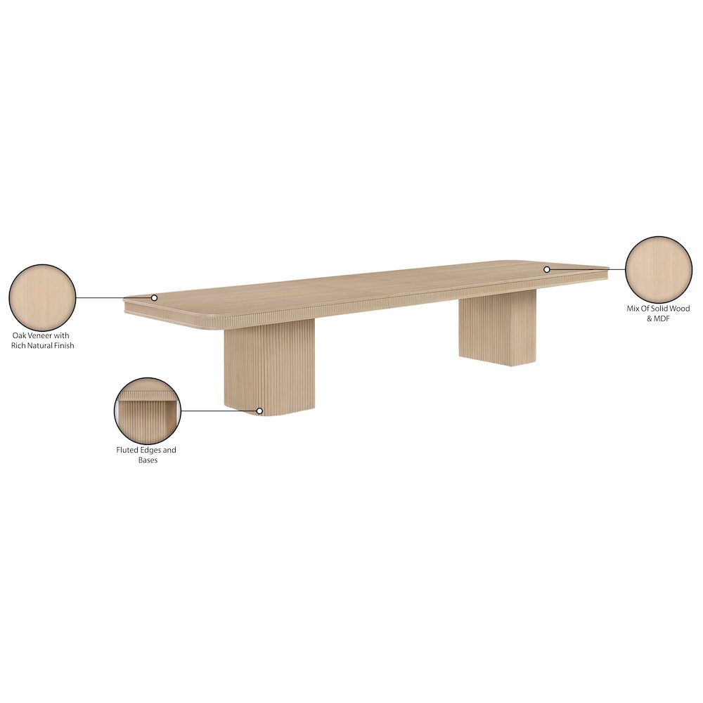 Mohari 112" / 160" Natural Solid Wood And Oak Veneer Dining Table (3 Boxes)