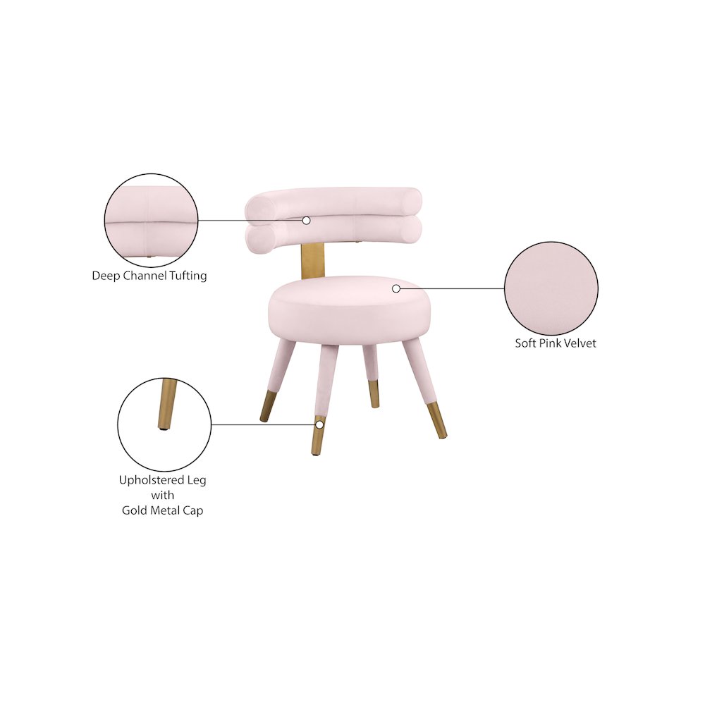 Fitzroy Pink Velvet Dining Chair, Set of 2