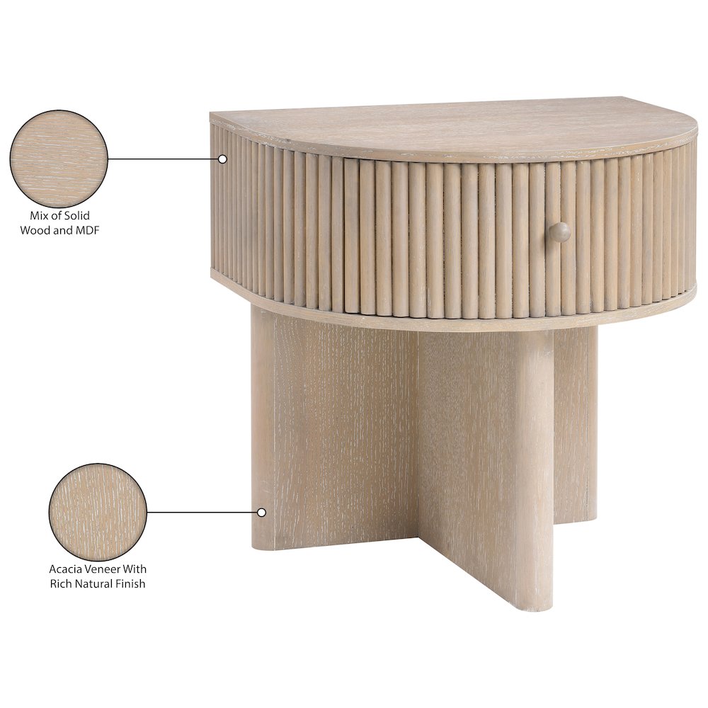 Cortland Natural Acacia Veneer And Solid Wood Night Stand