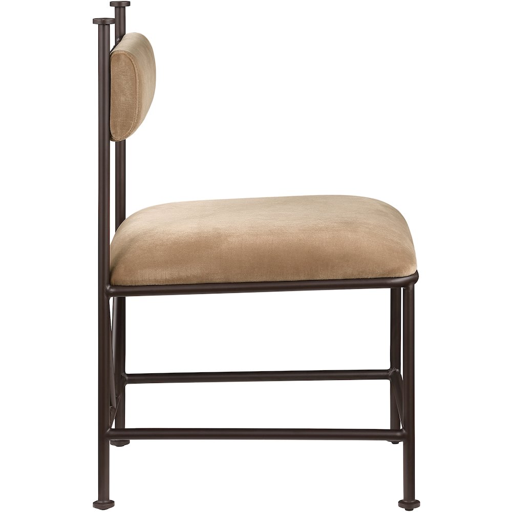 Monarch Beige Velvet Performance Fabric Upholstered Dining Chair, Set of 2