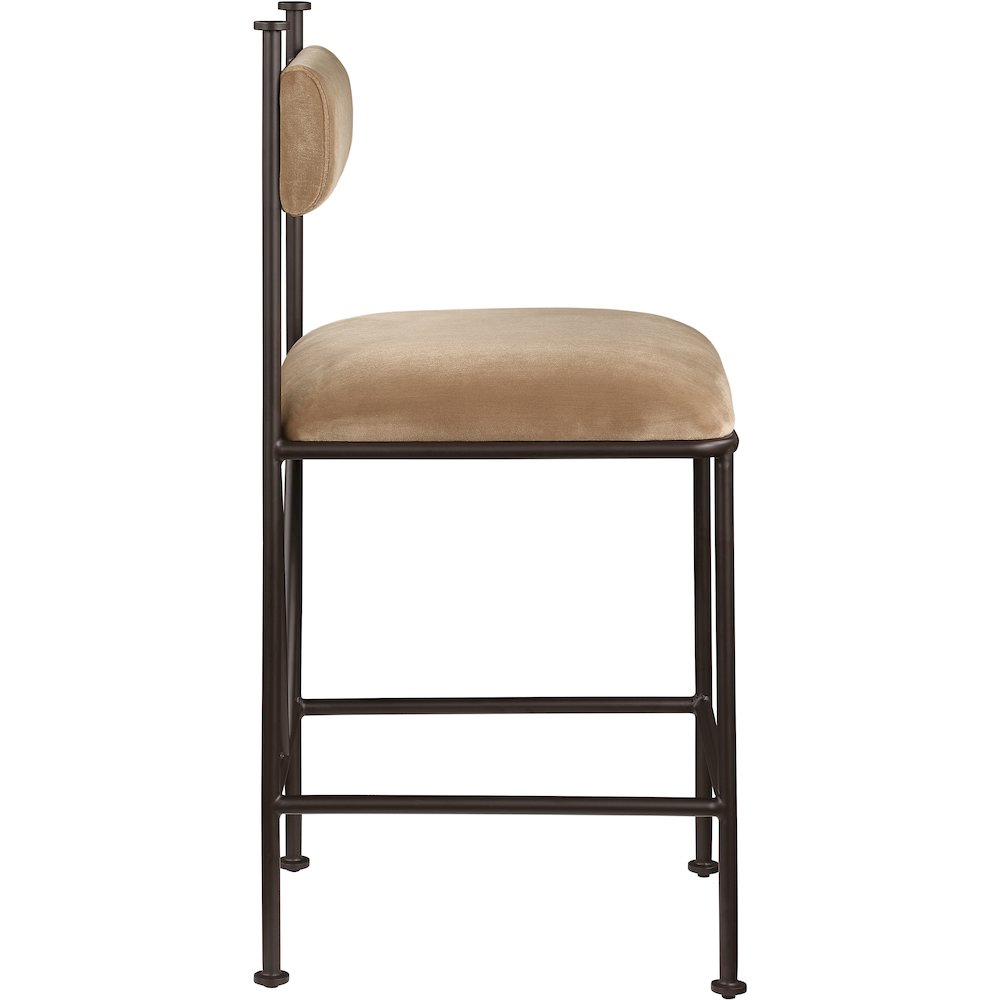 Monarch Beige Velvet Performance Fabric Upholstered Counter Stool, Set of 2