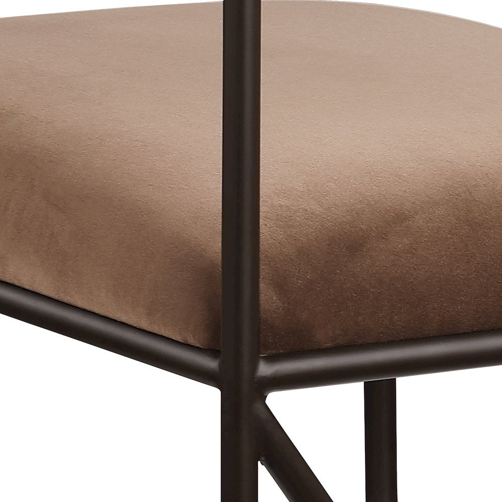 Monarch Brown Velvet Performance Fabric Upholstered Counter Stool, Set of 2