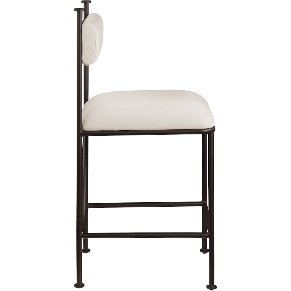 Monarch Cream Velvet Performance Fabric Upholstered Counter Stool, Set of 2