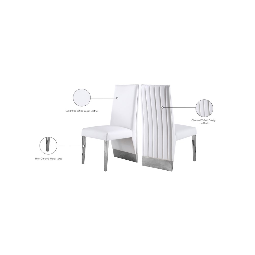 Porsha White Vegan Leather Dining Chair, Set of 2