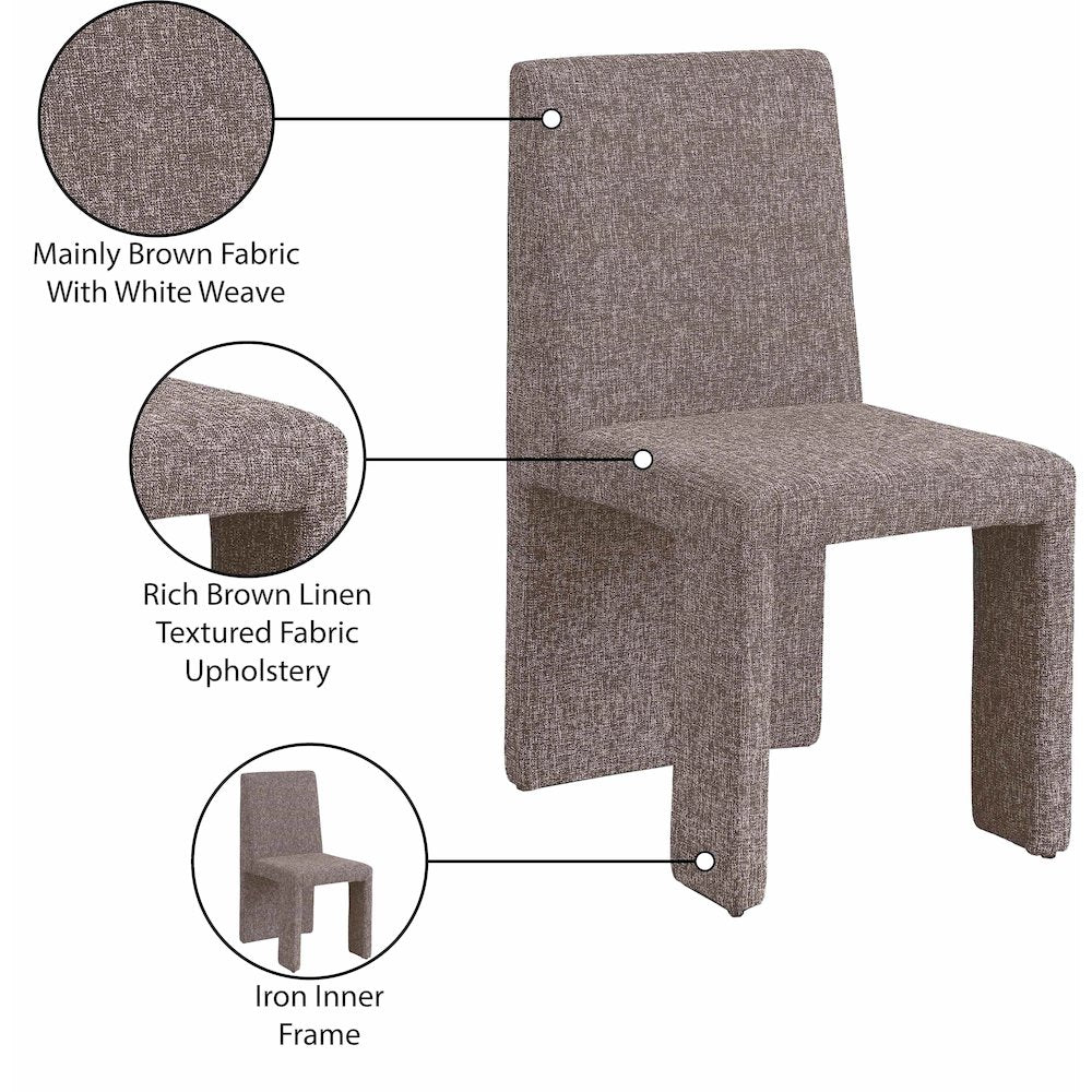 Benson Brown Linen Textured Fabric Dining Chair, Set of 2