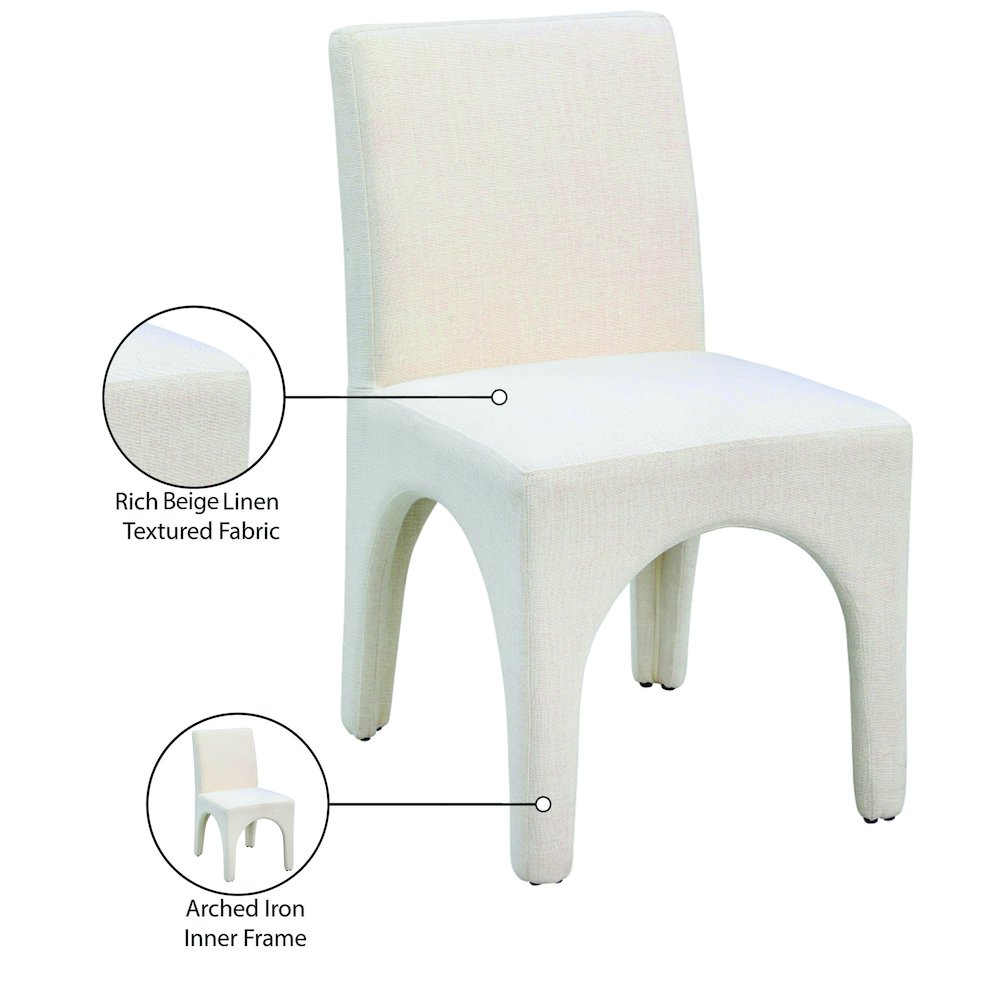Gramercy Beige Linen Textured Fabric Dining Chair, Set of 2