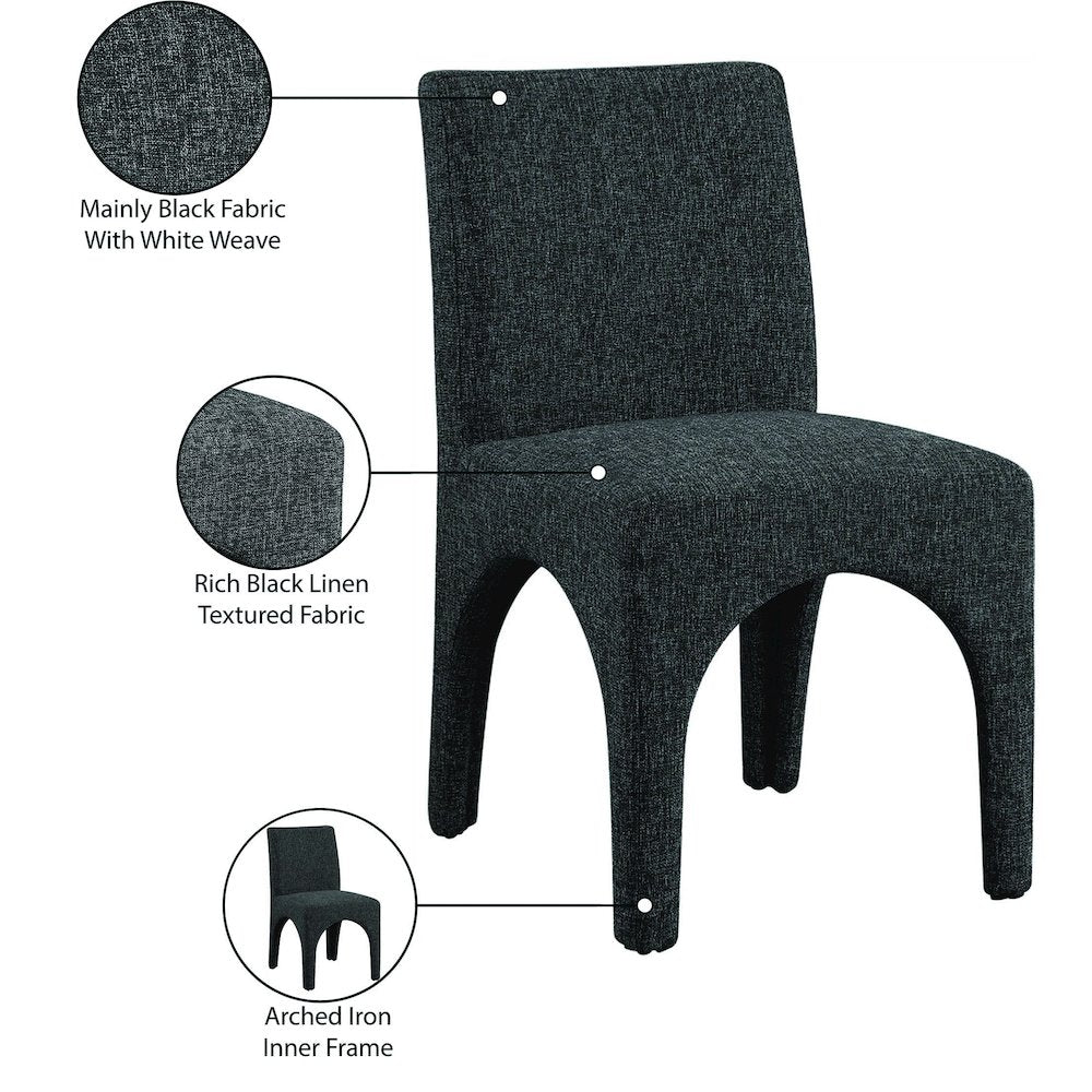 Gramercy Black Linen Textured Fabric Dining Chair, Set of 2