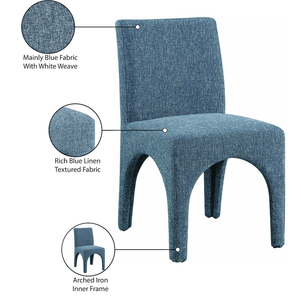 Gramercy Blue Linen Textured Fabric Dining Chair, Set of 2