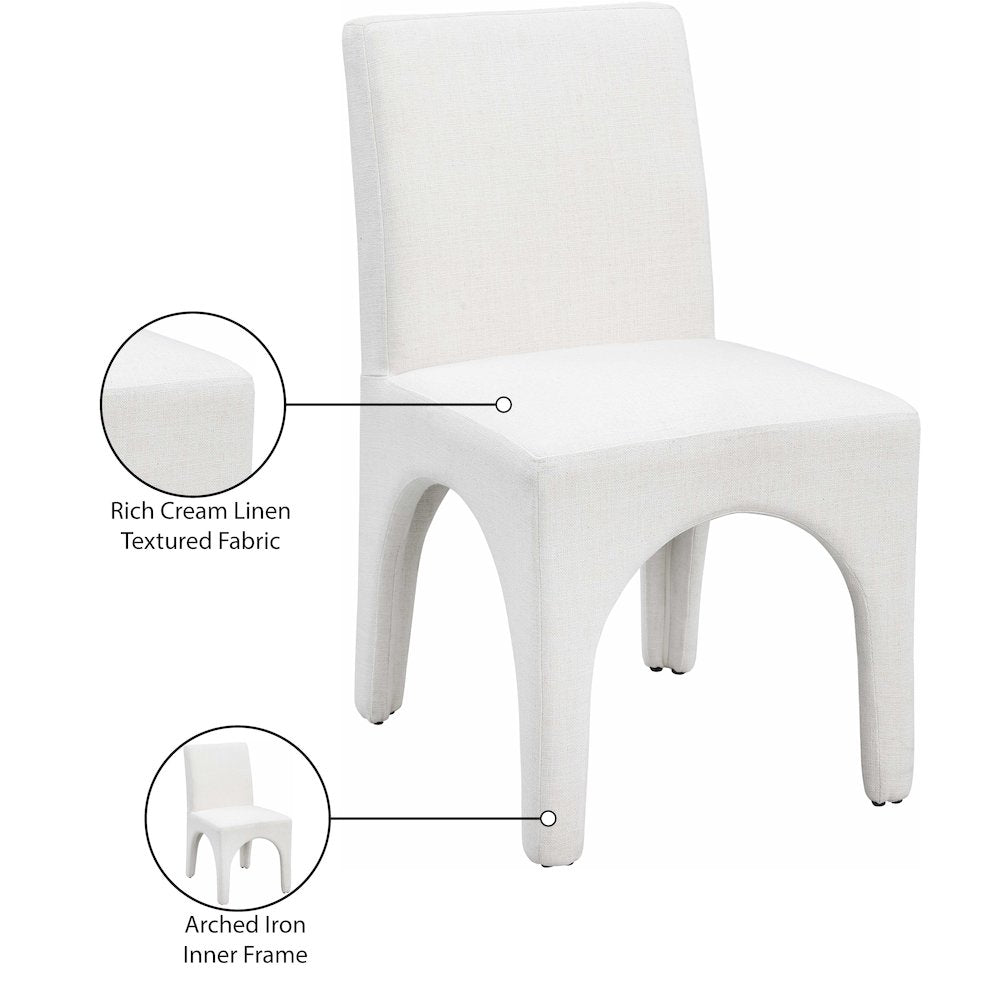 Gramercy Cream Linen Textured Fabric Dining Chair, Set of 2