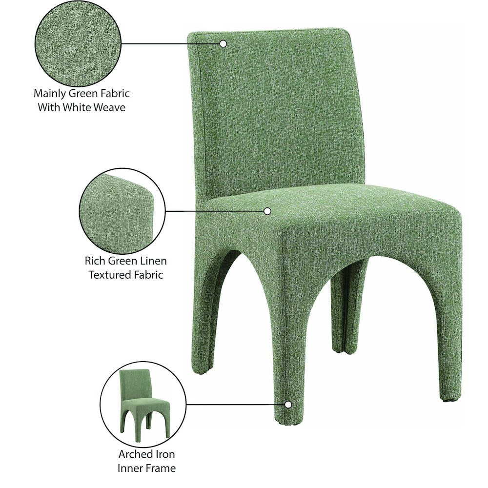 Gramercy Green Linen Textured Fabric Dining Chair, Set of 2
