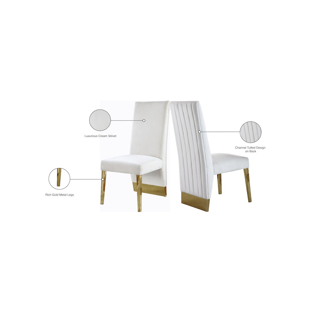 Porsha Cream Velvet Dining Chair, Set of 2