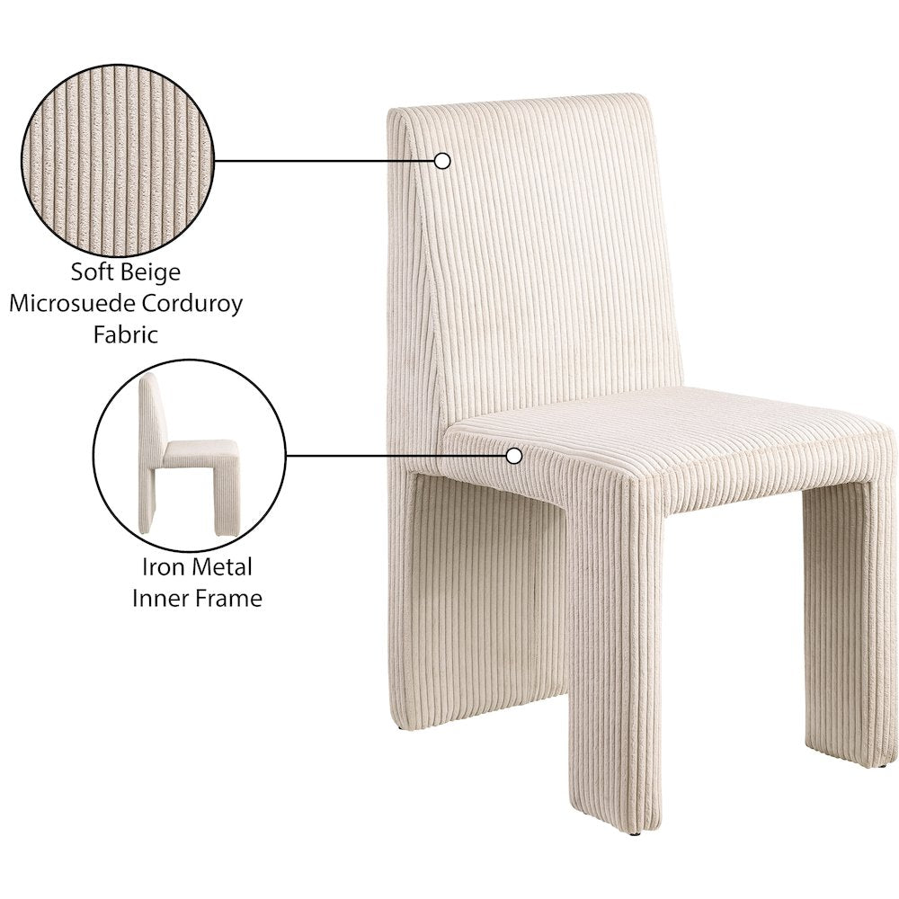 Benson Beige Microsuede Corduroy Fabric Dining Chair, Set of 2