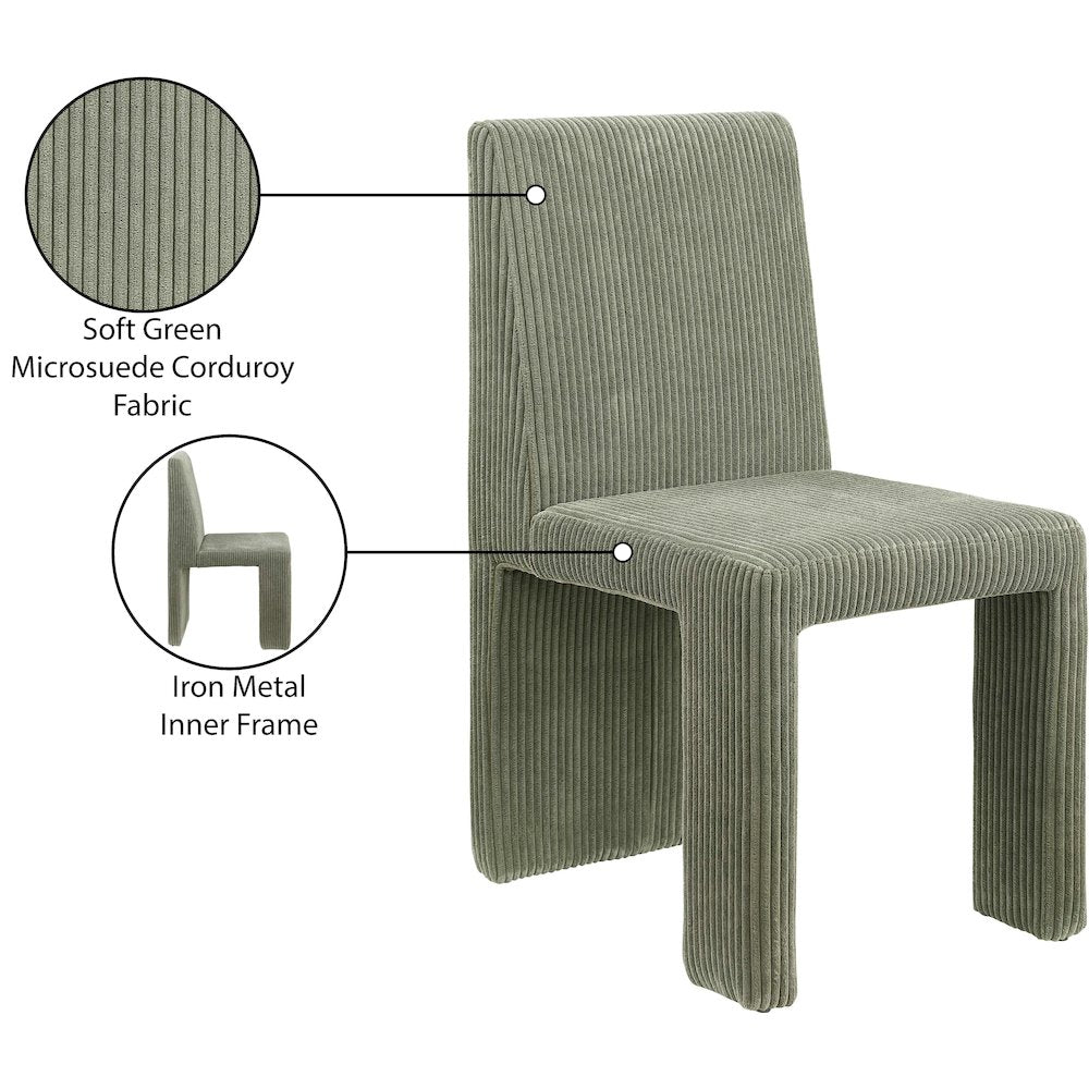 Benson Green Microsuede Corduroy Fabric Dining Chair, Set of 2