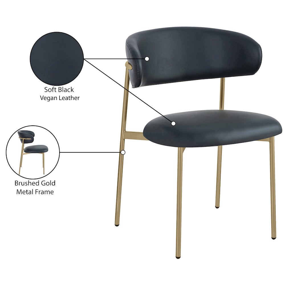 Lupita Black Vegan Leather Dining Chair, Set of 2