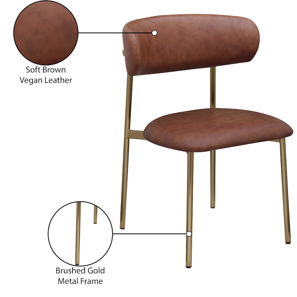 Lupita Brown Vegan Leather Dining Chair, Set of 2