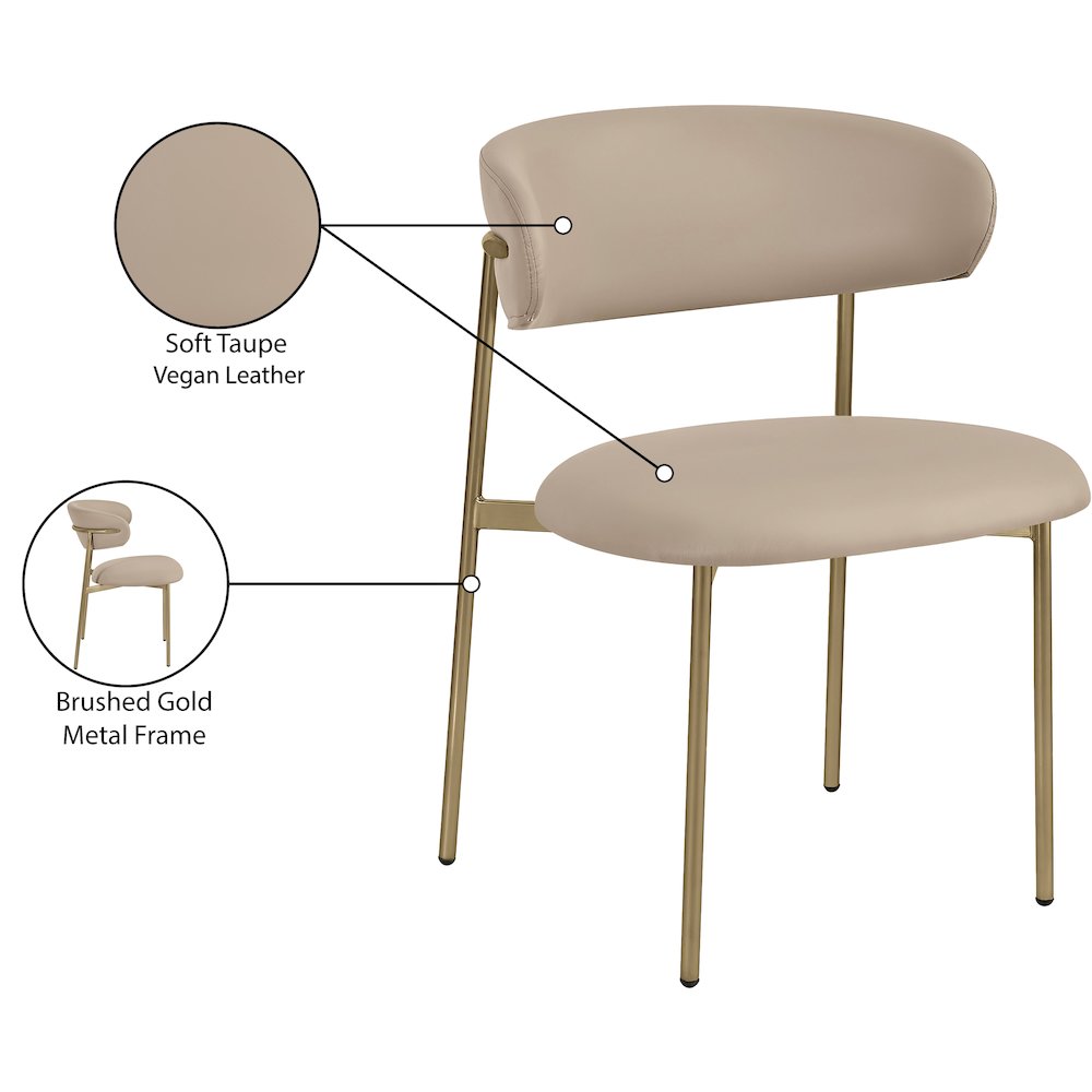 Lupita Taupe Vegan Leather Dining Chair, Set of 2
