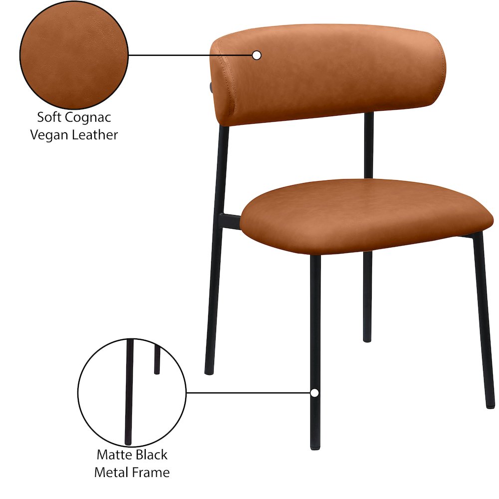 Lupita Cognac Vegan Leather Dining Chair, Set of 2