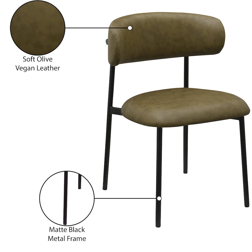 Lupita Olive Vegan Leather Dining Chair, Set of 2