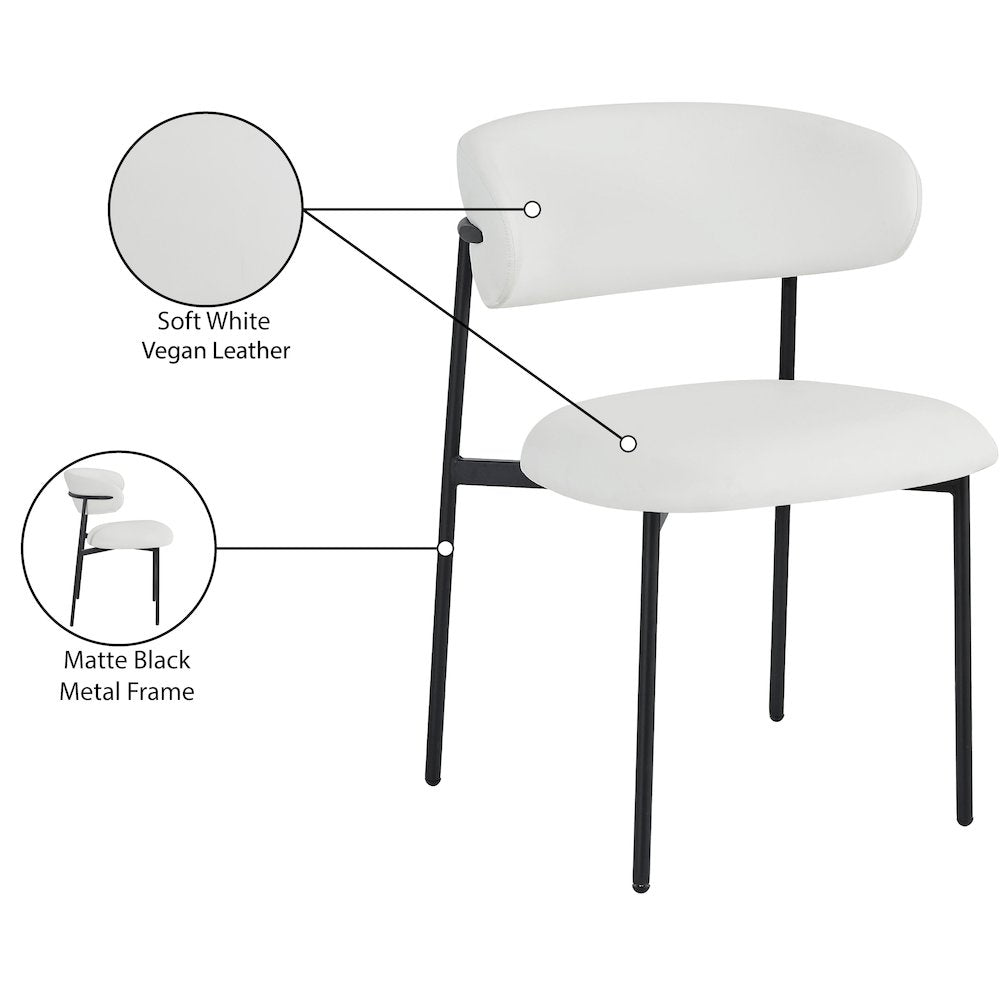 Lupita Off-White Vegan Leather Upholstered Dining Chair, Set of 2