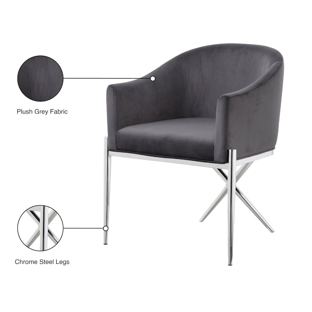 Xavier Grey Velvet Dining Chair