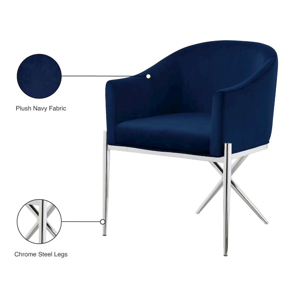 Xavier Navy Velvet Dining Chair