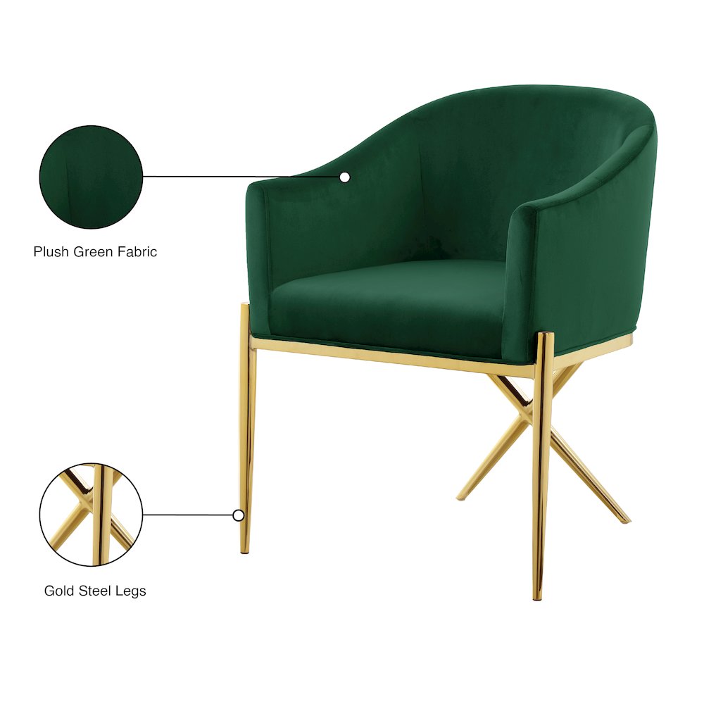 Xavier Green Velvet Dining Chair