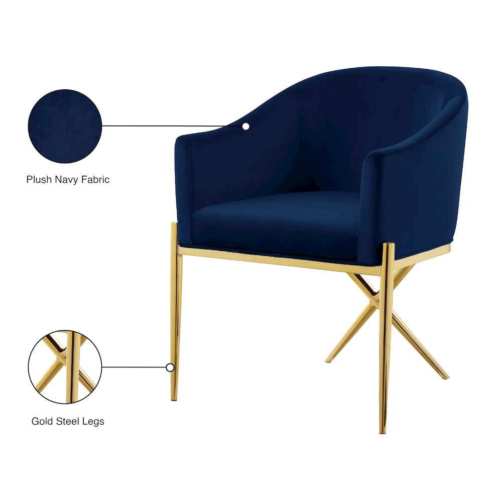 Xavier Navy Velvet Dining Chair