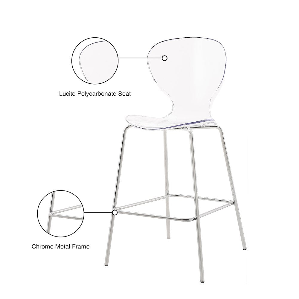 Clarion Chrome Metal Stool, Set of 2