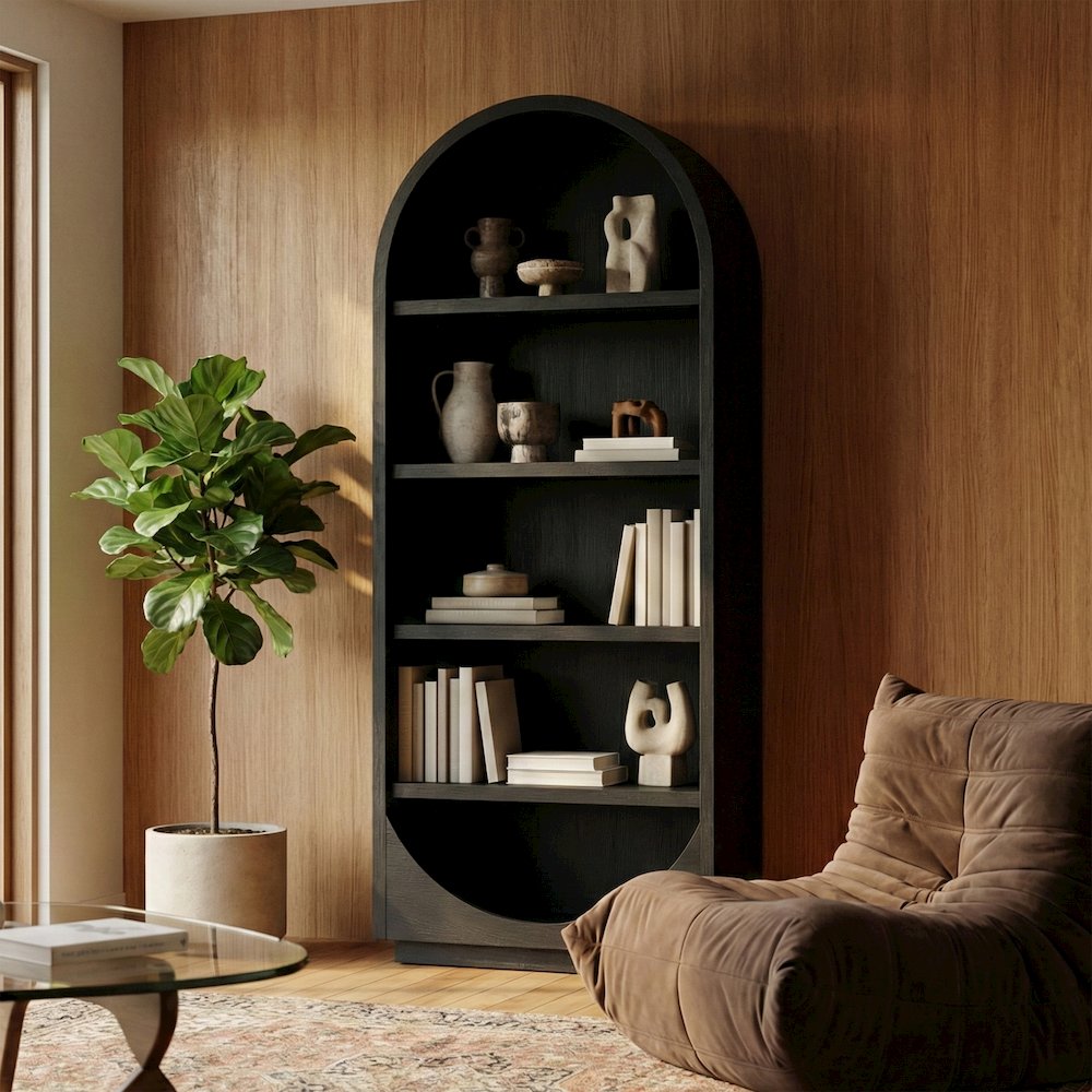Hearth Black Solid Wood Bookcase