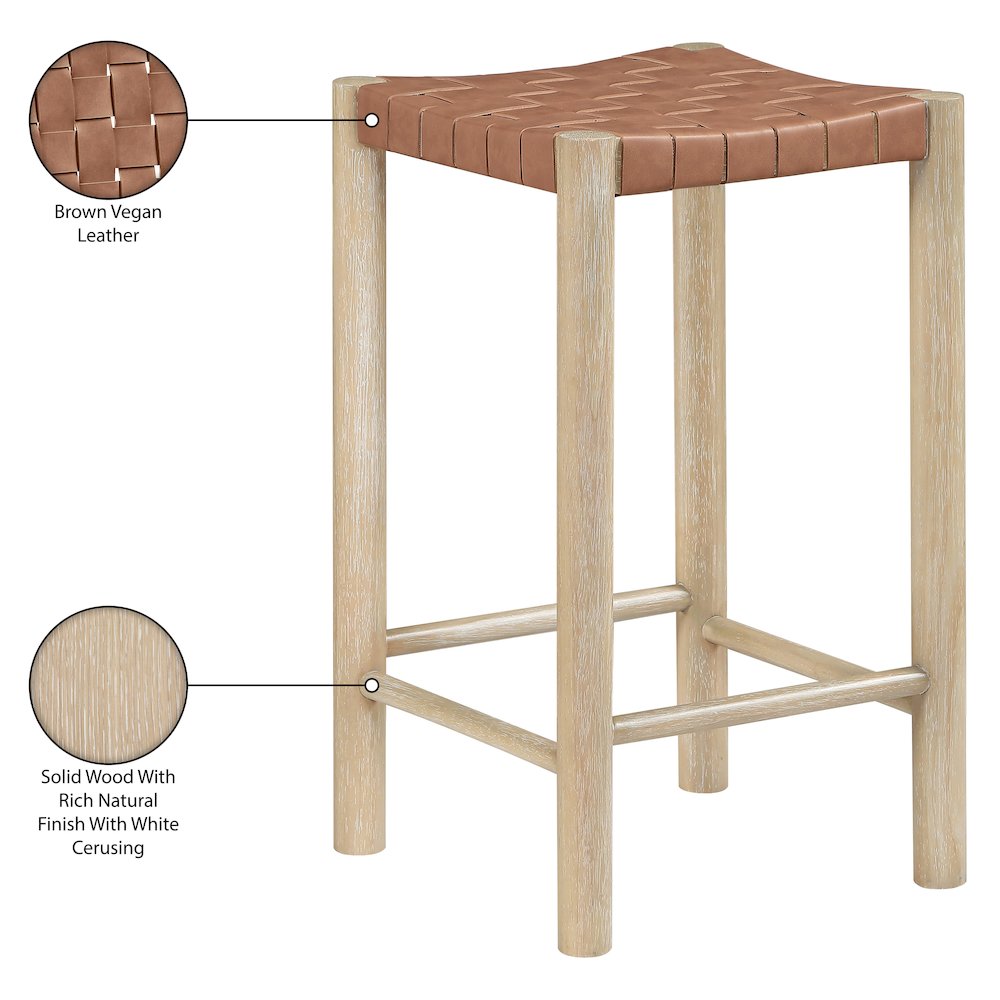 Entwine Brown Vegan Leather Upholstered Counter Stool