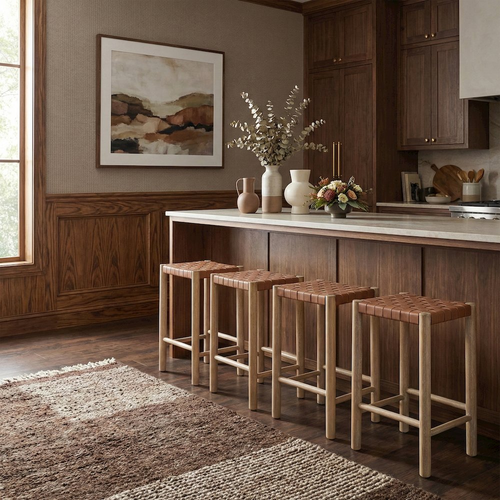 Entwine Brown Vegan Leather Upholstered Counter Stool