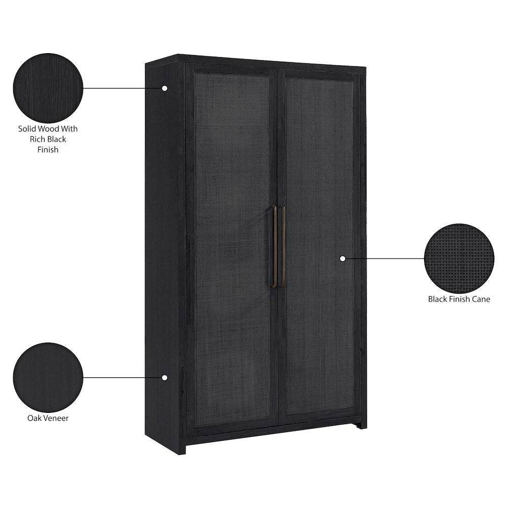 Vana Black Solid Wood Storage Cabinet