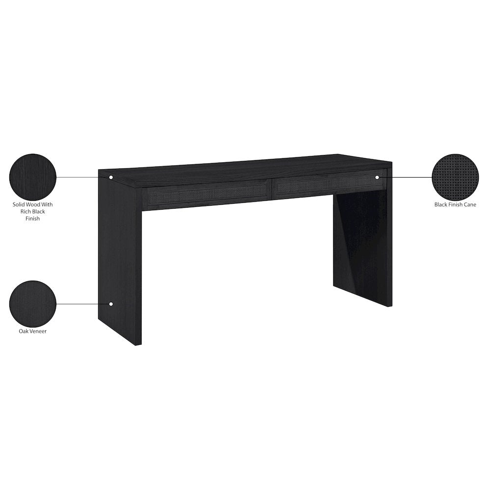 Avro Black Solid Wood And Oak Veneer Desk