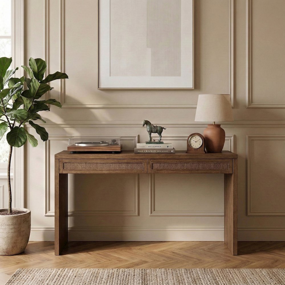 Avro Brown Solid Wood And Oak Veneer Desk