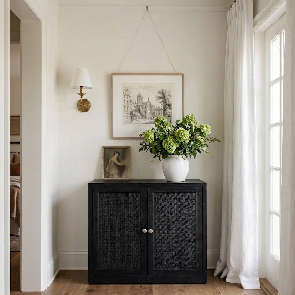 Vero Black Solid Wood And Oak Veneer Sideboard/Buffet