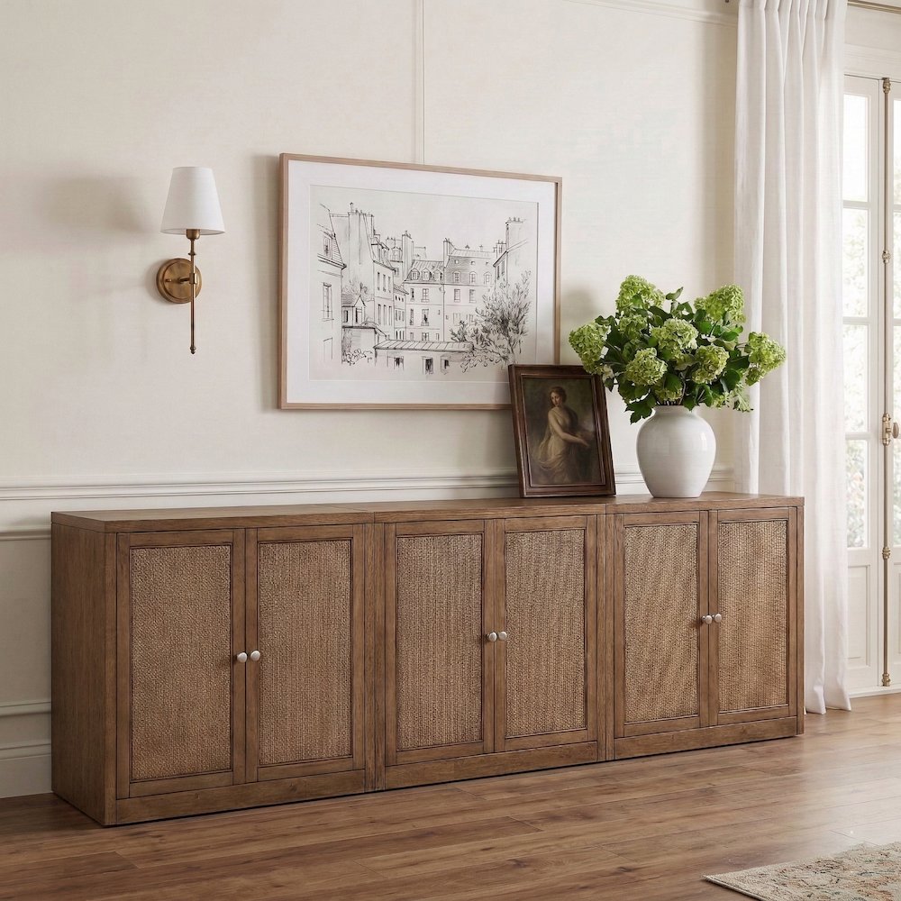 Vero Brown Solid Wood And Oak Veneer 3pc. Sideboard/Buffet