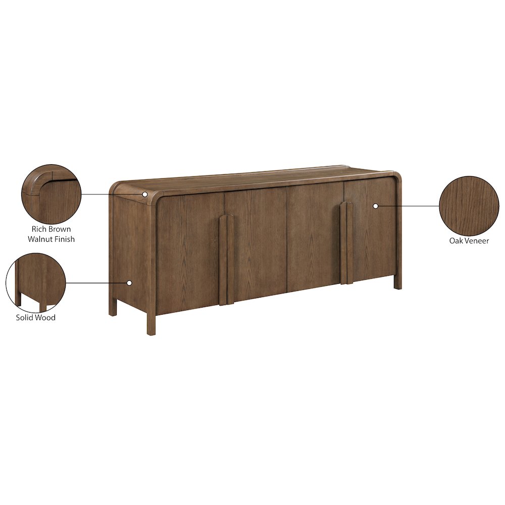 Harmony Brown Oak Veneer Rubberwood Sideboard/Buffet