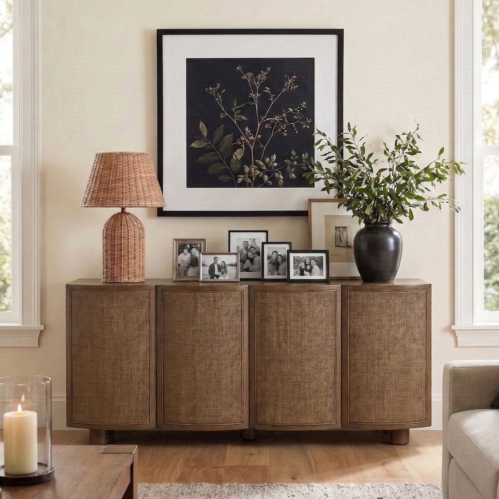 Norin Brown Solid Wood And Oak Veneer Sideboard/Buffet