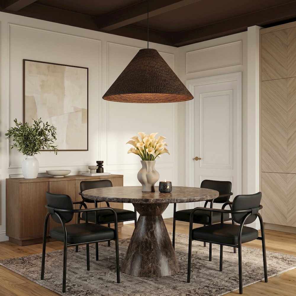 Serava Black Vegan Leather Upholstered Dining Chair, Set of 2
