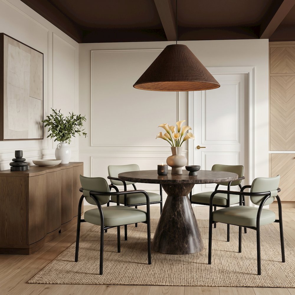 Serava Mint Vegan Leather Upholstered Dining Chair, Set of 2