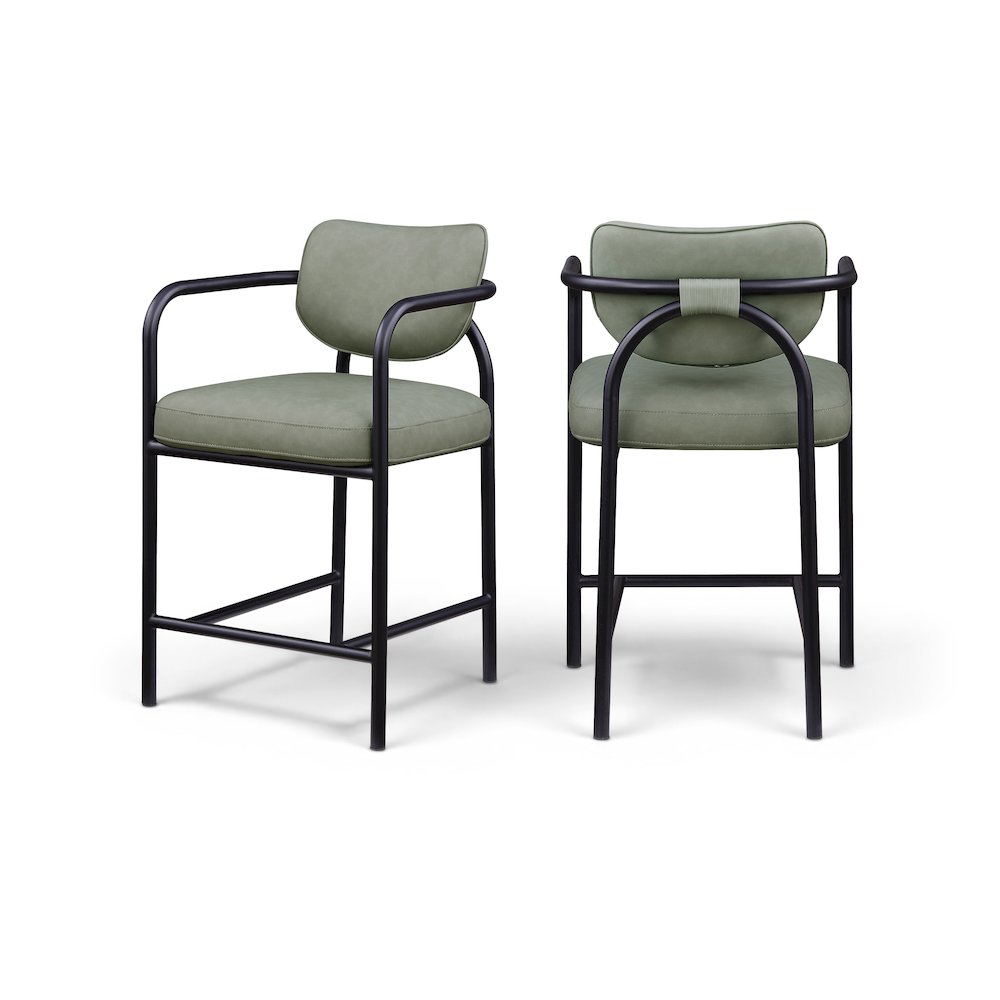 Serava Green Vegan Leather Upholstered Counter Stool