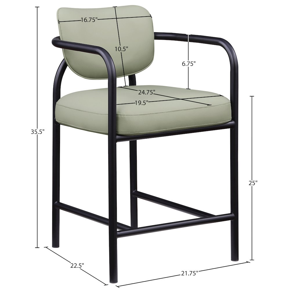 Serava Mint Vegan Leather Upholstered Counter Stool