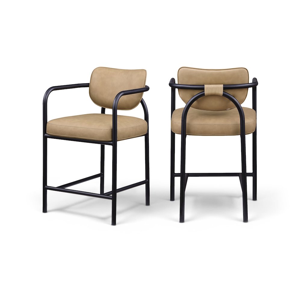 Serava Tan Vegan Leather Upholstered Counter Stool