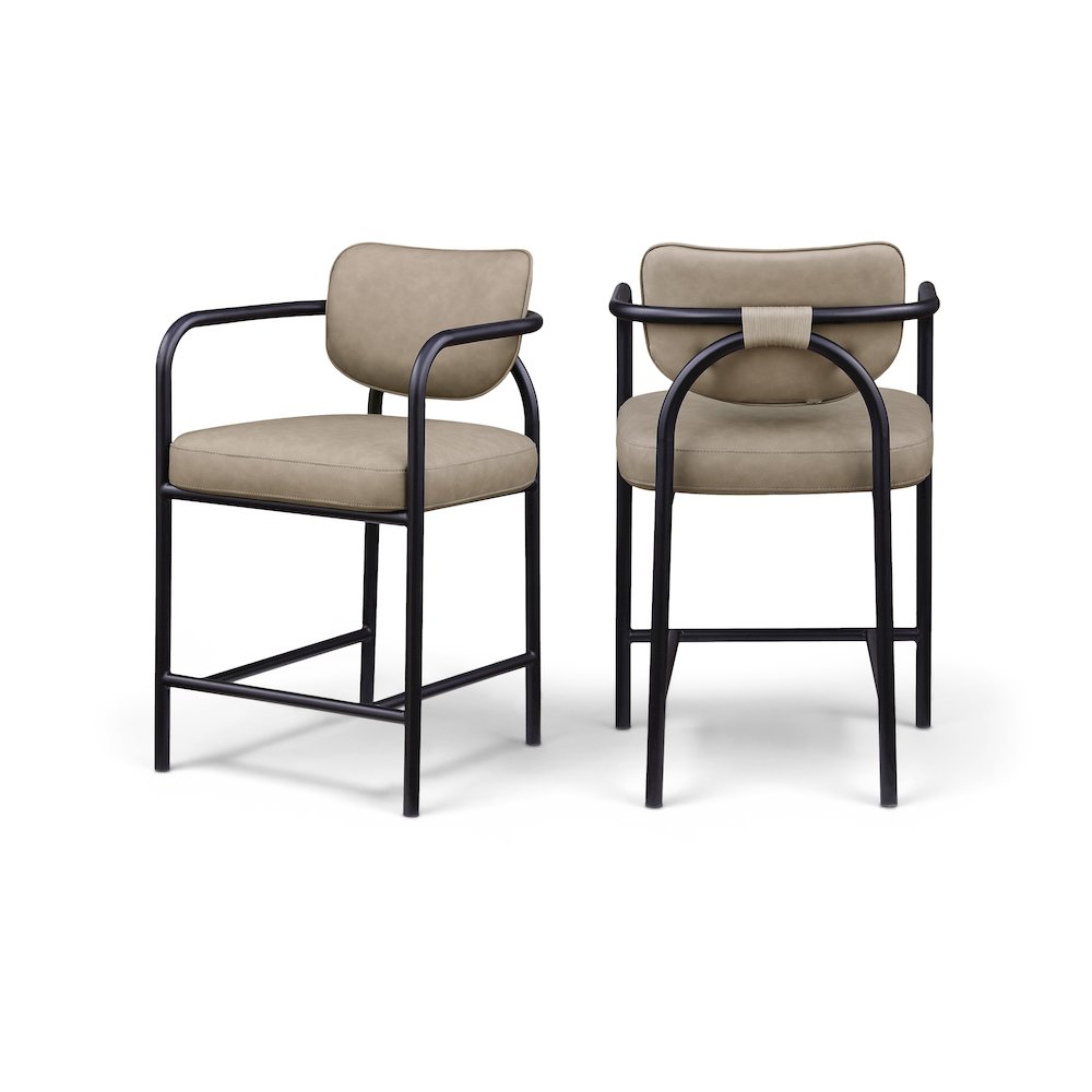 Serava Taupe Vegan Leather Upholstered Counter Stool