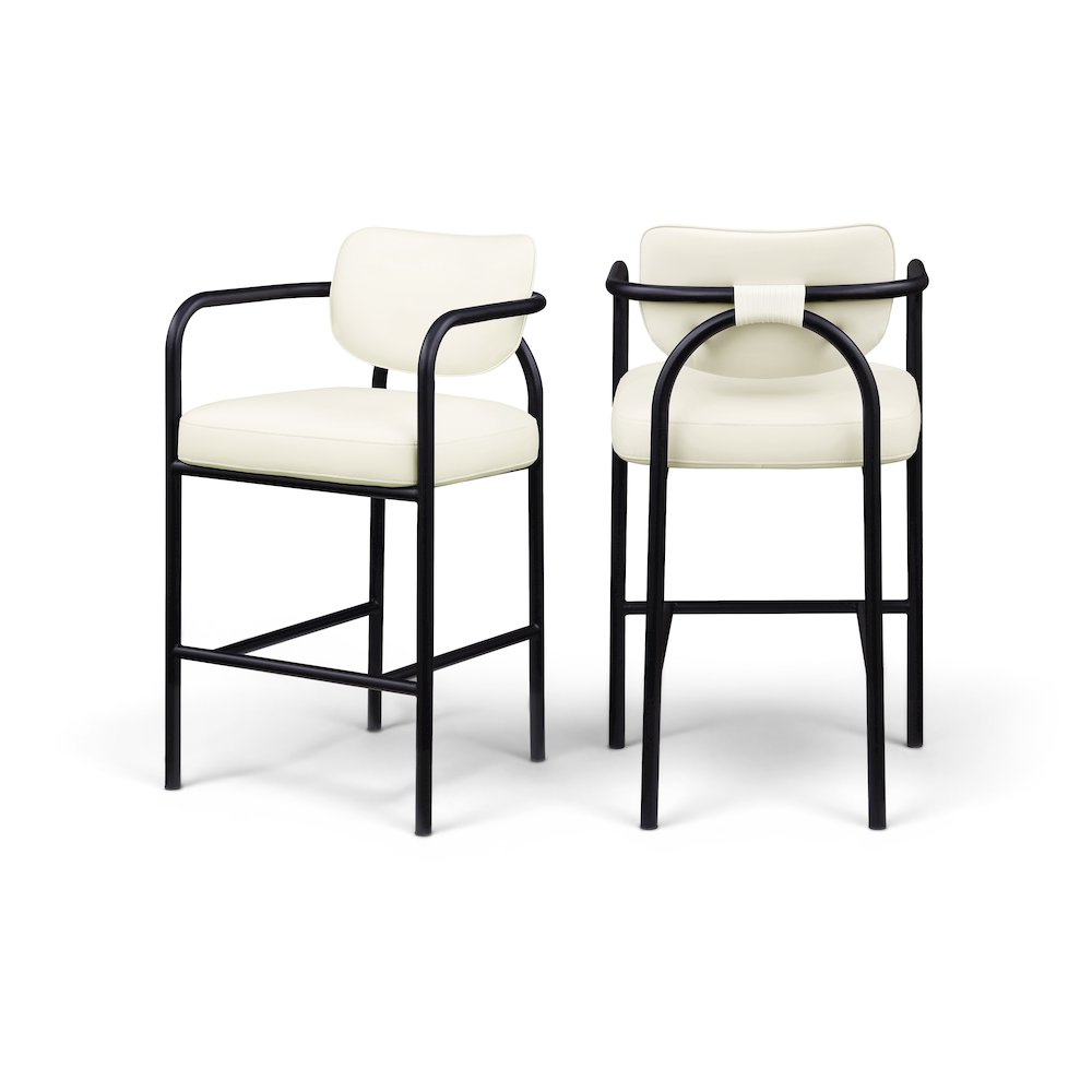 Serava Cream Vegan Leather Upholstered Bar Stool