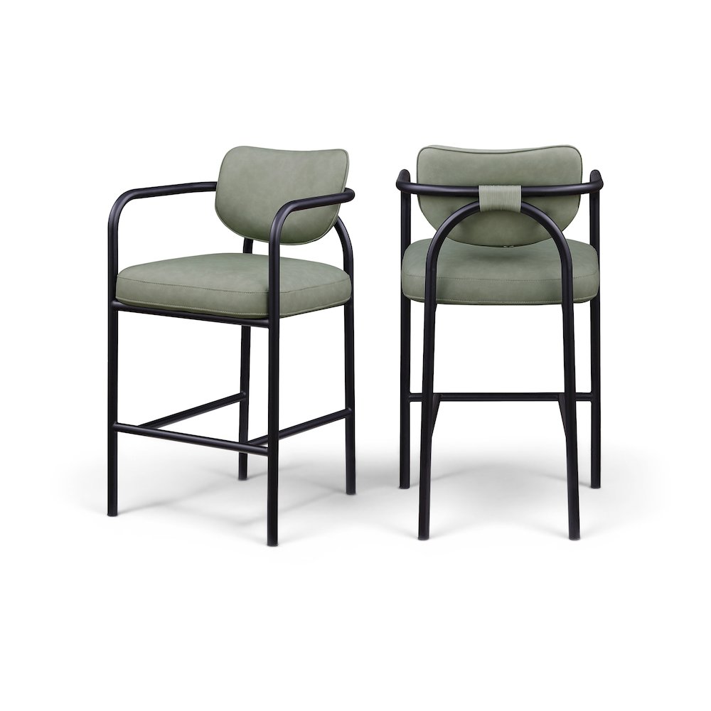 Serava Green Vegan Leather Upholstered Bar Stool